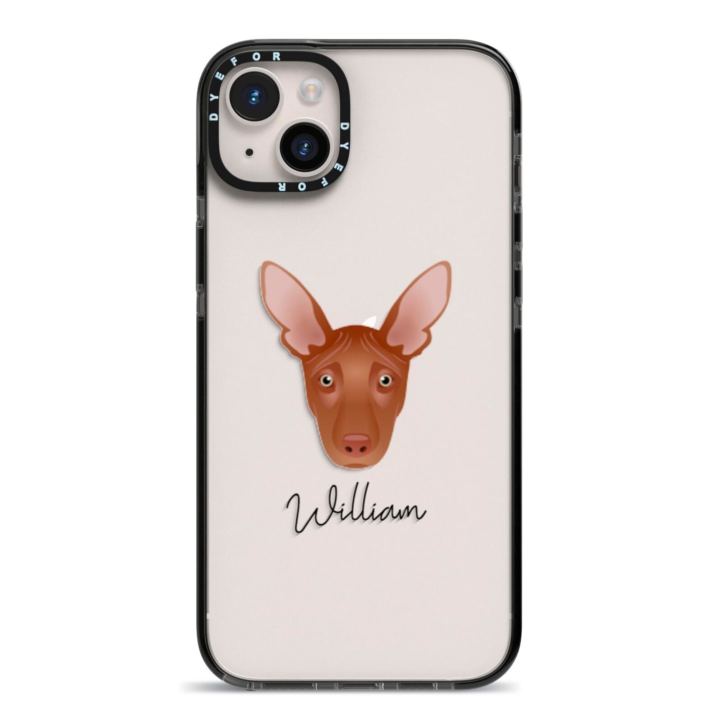 Pharaoh Hound Personalised iPhone 14 Plus Black Impact Case on Silver phone