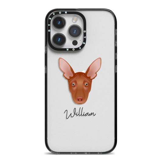 Pharaoh Hound Personalised iPhone 14 Pro Max Black Impact Case on Silver phone
