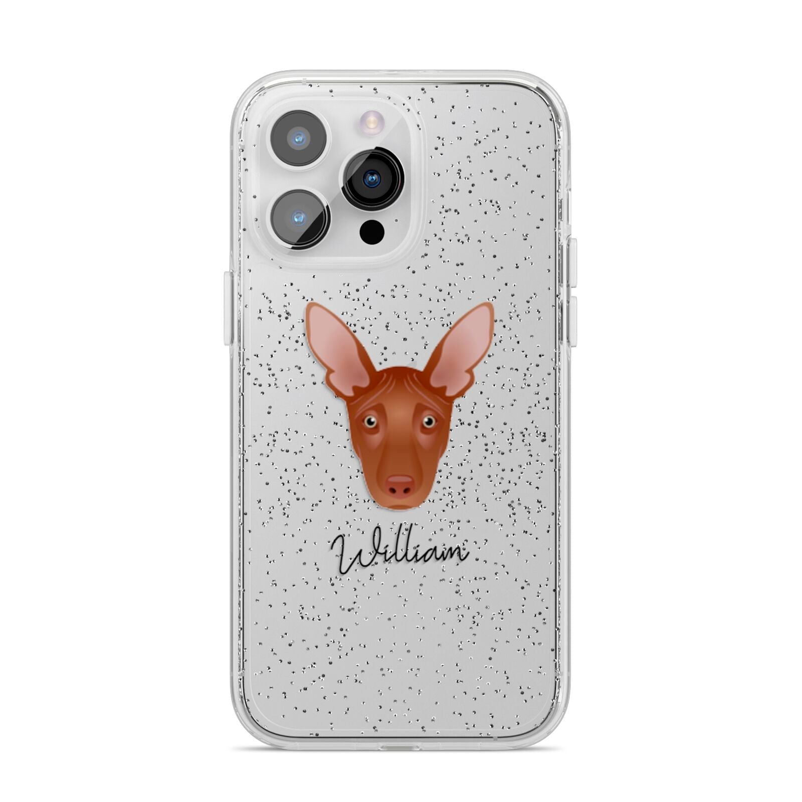Pharaoh Hound Personalised iPhone 14 Pro Max Glitter Tough Case Silver