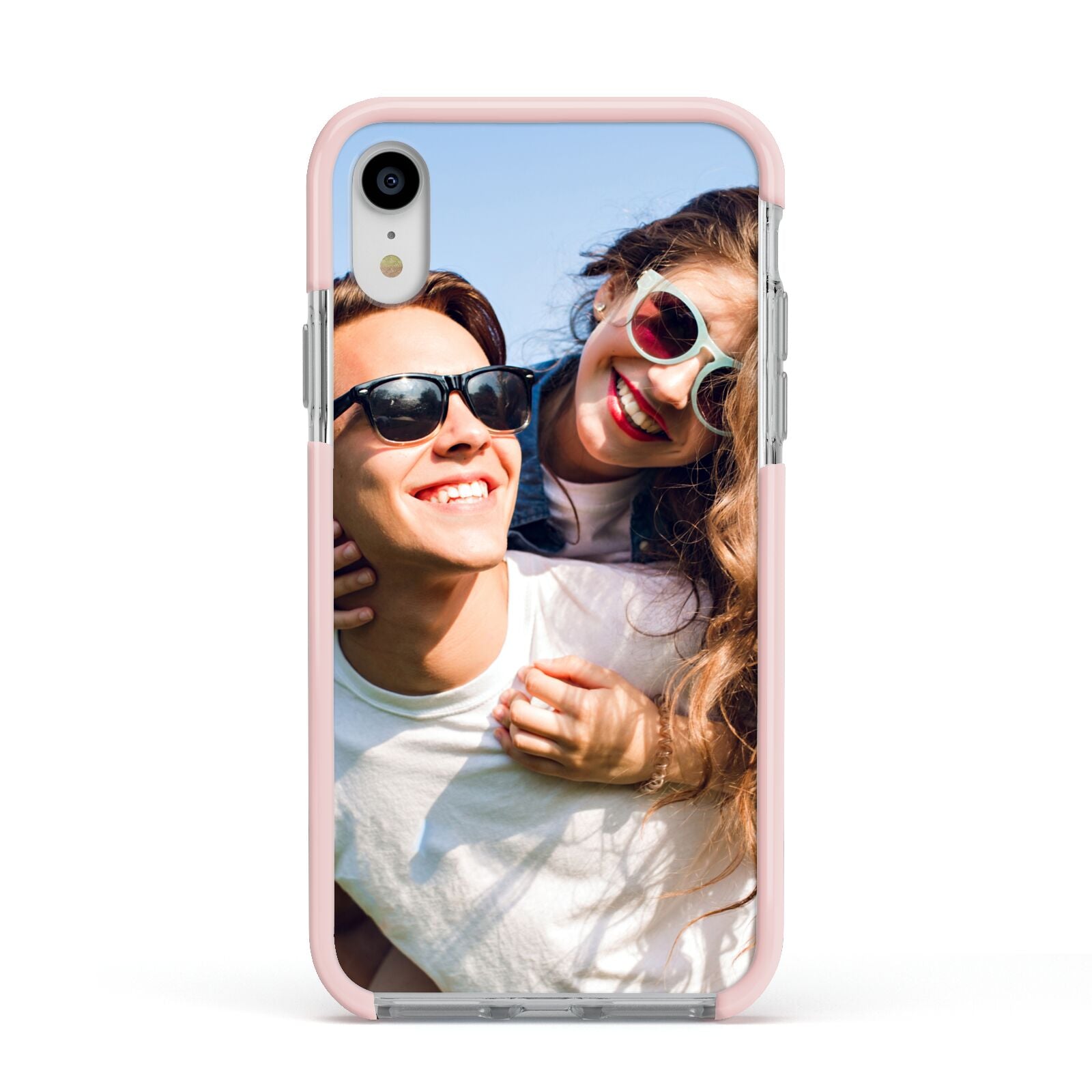 Photo Apple iPhone XR Impact Case Pink Edge on Silver Phone