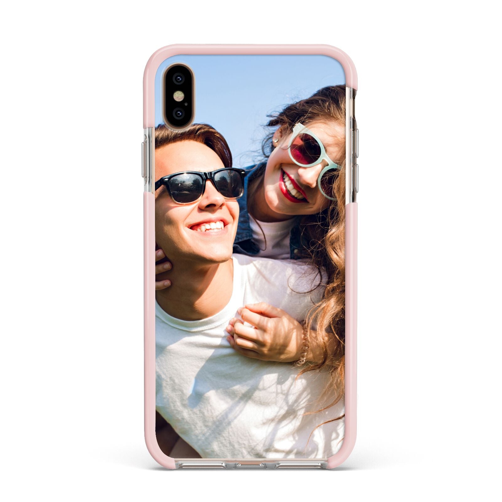 Photo Apple iPhone Xs Max Impact Case Pink Edge on Gold Phone