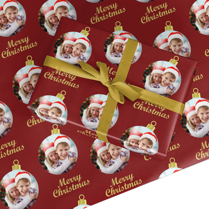 Photo Christmas Bauble Custom Wrapping Paper