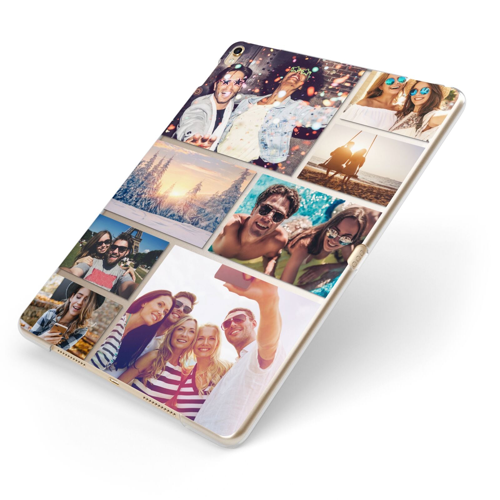 Photo Collage Apple iPad Case on Gold iPad Side View