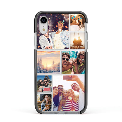 Photo Collage Apple iPhone XR Impact Case Black Edge on Silver Phone