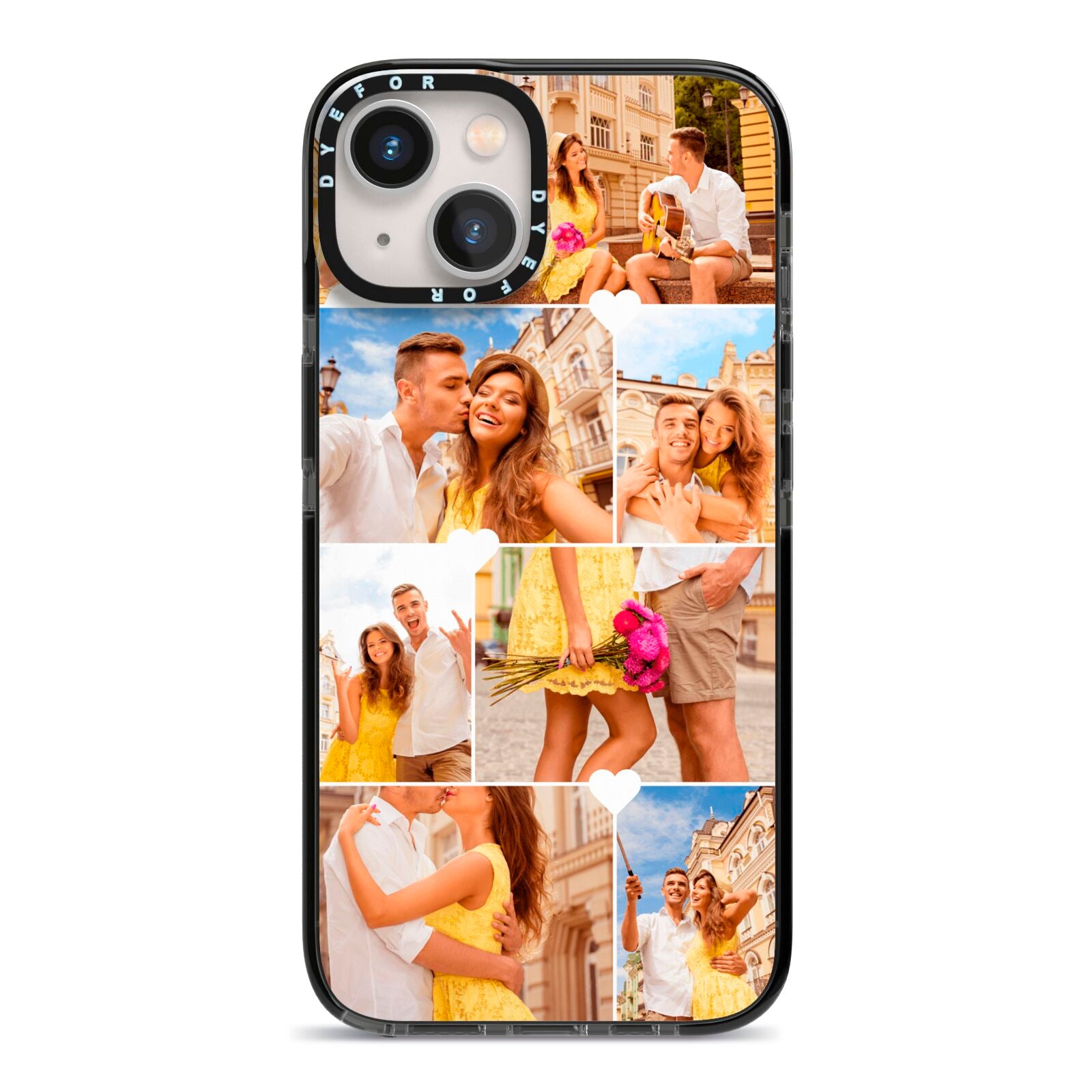 Photo Collage Heart iPhone 13 Black Impact Case on Silver phone
