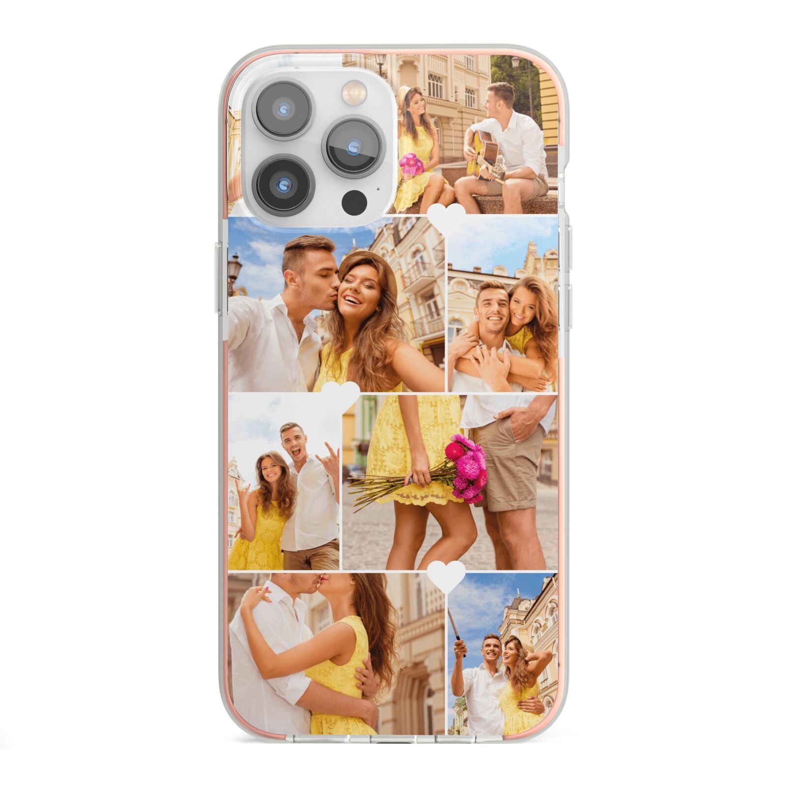 Photo Collage Heart iPhone 13 Pro Max TPU Impact Case with Pink Edges