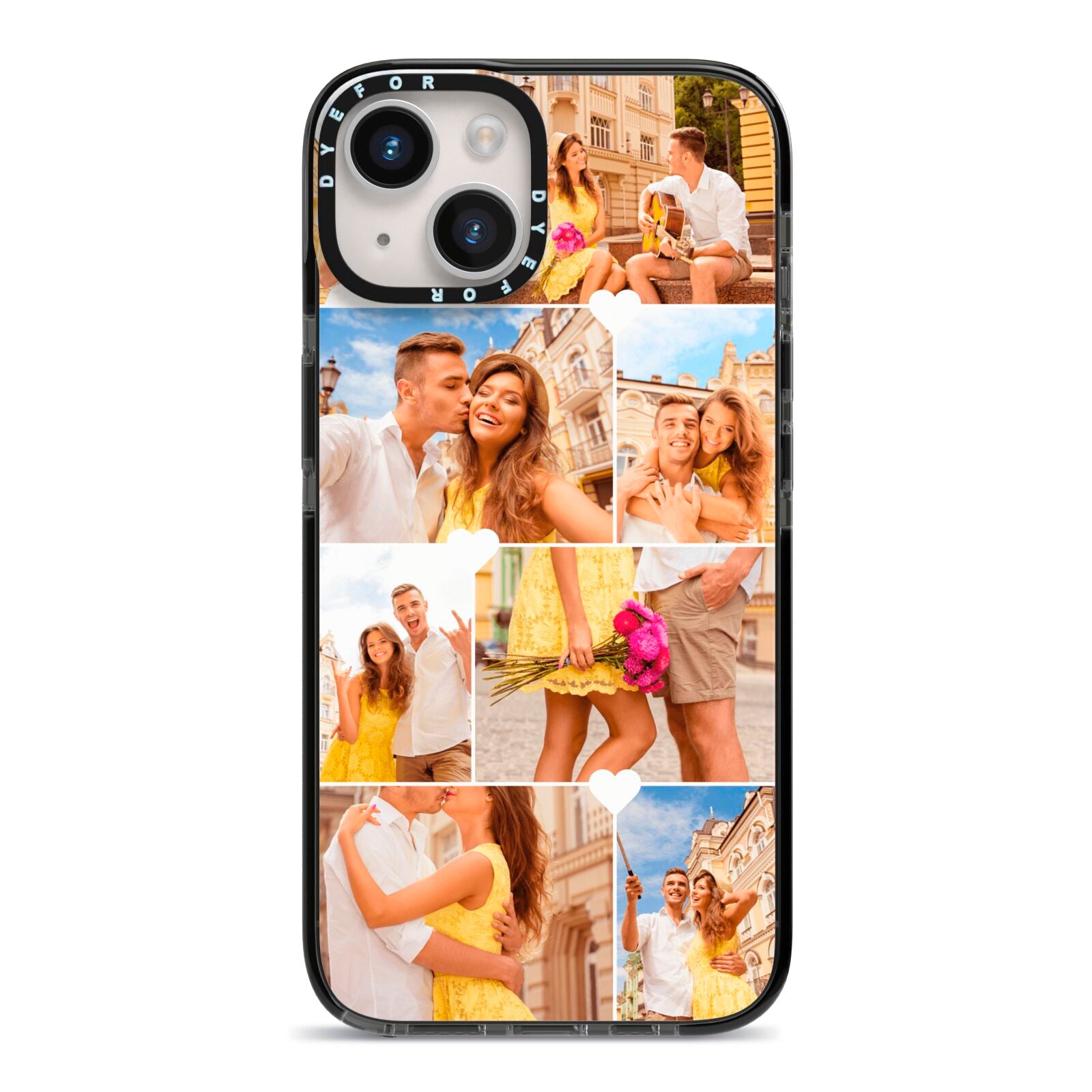 Photo Collage Heart iPhone 14 Black Impact Case on Silver phone