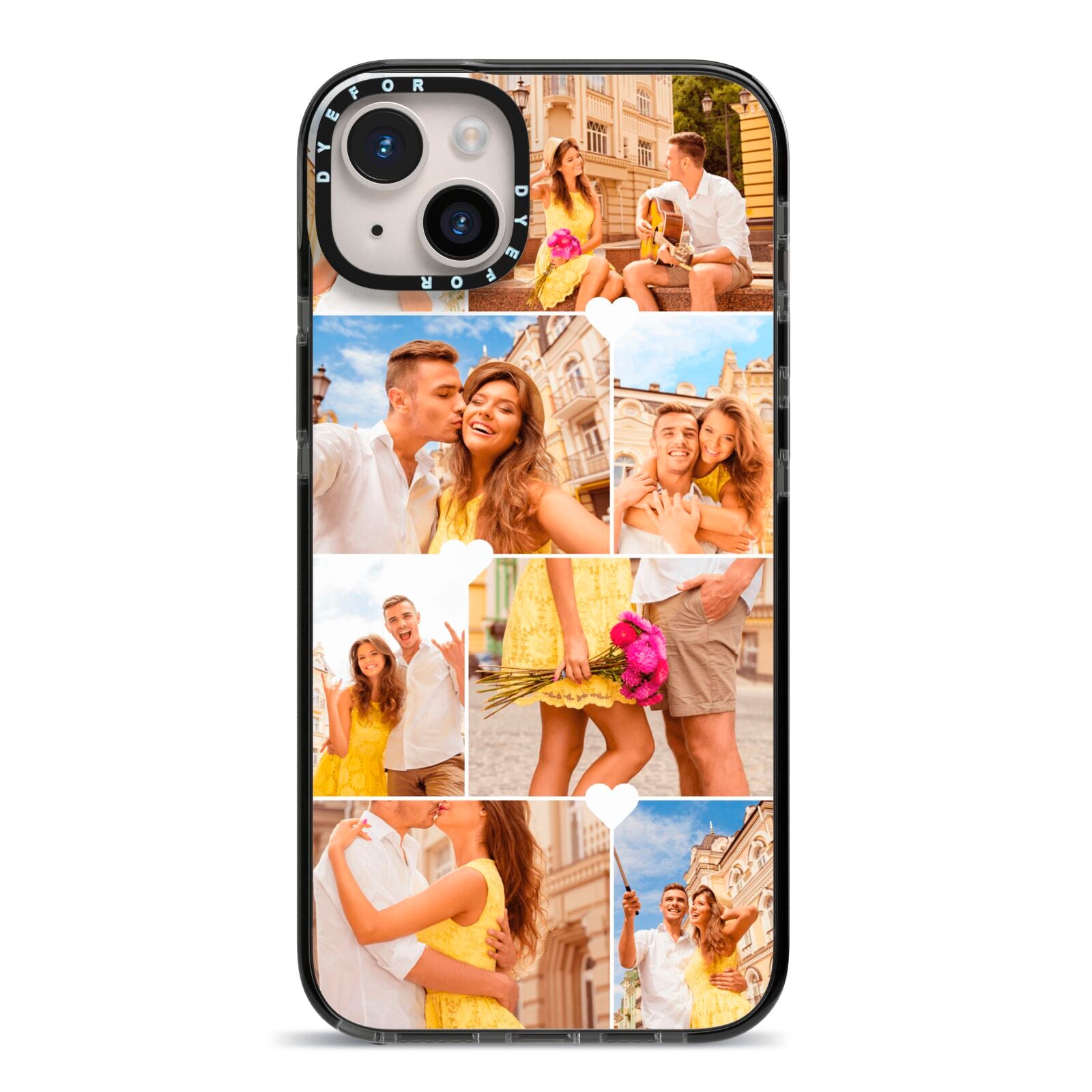 Photo Collage Heart iPhone 14 Plus Black Impact Case on Silver phone