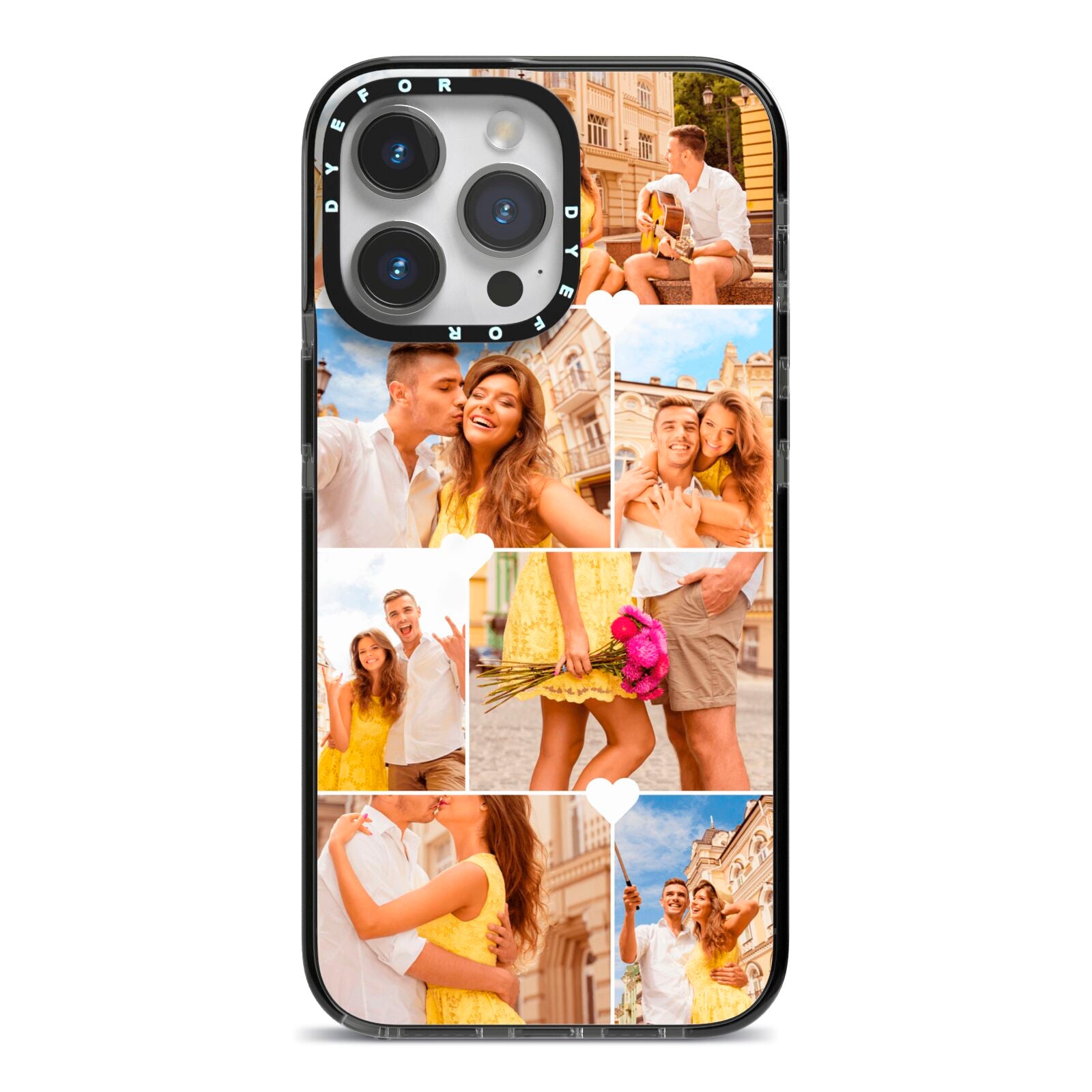 Photo Collage Heart iPhone 14 Pro Max Black Impact Case on Silver phone