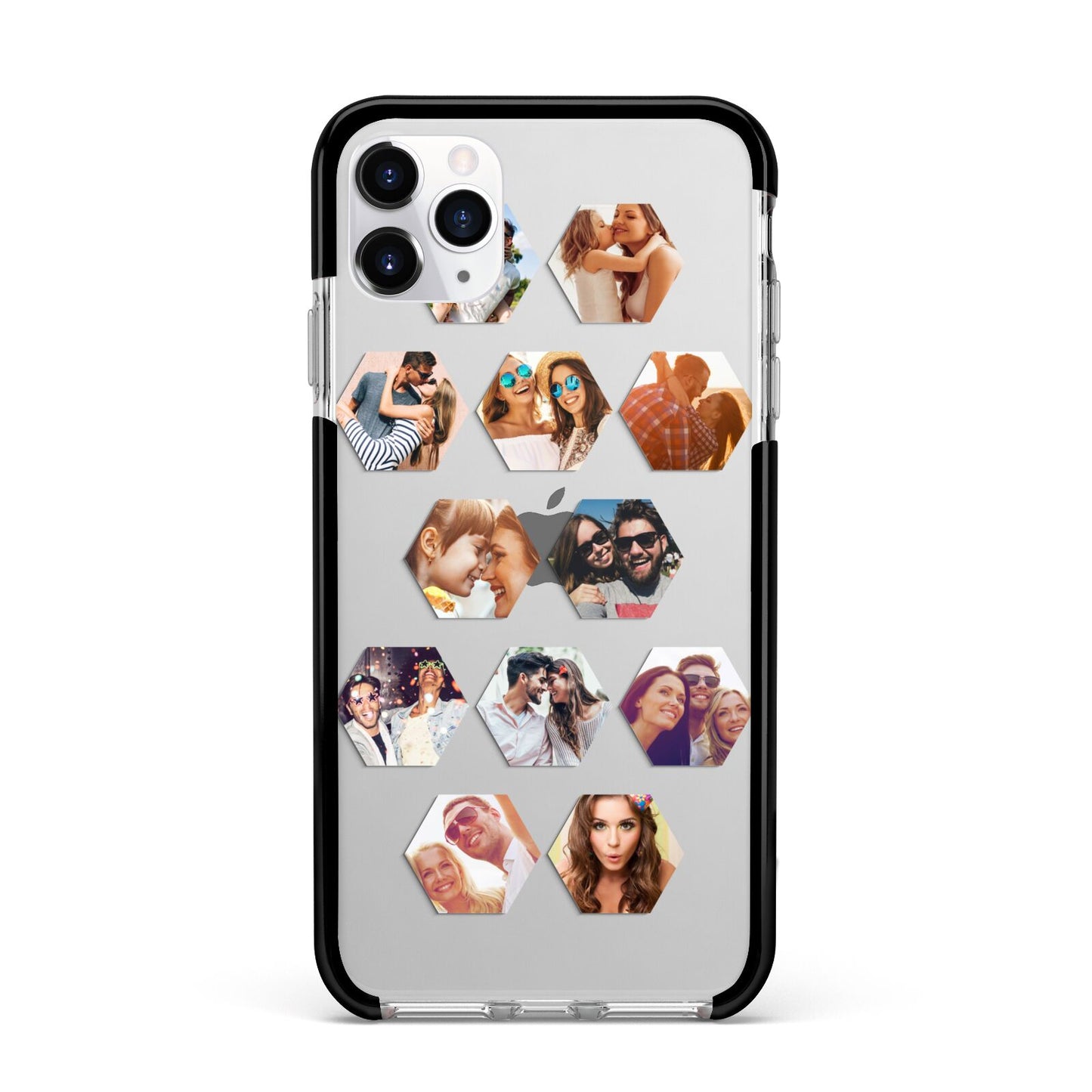 Photo Collage Hexagon Apple iPhone 11 Pro Max in Silver with Black Impact Case