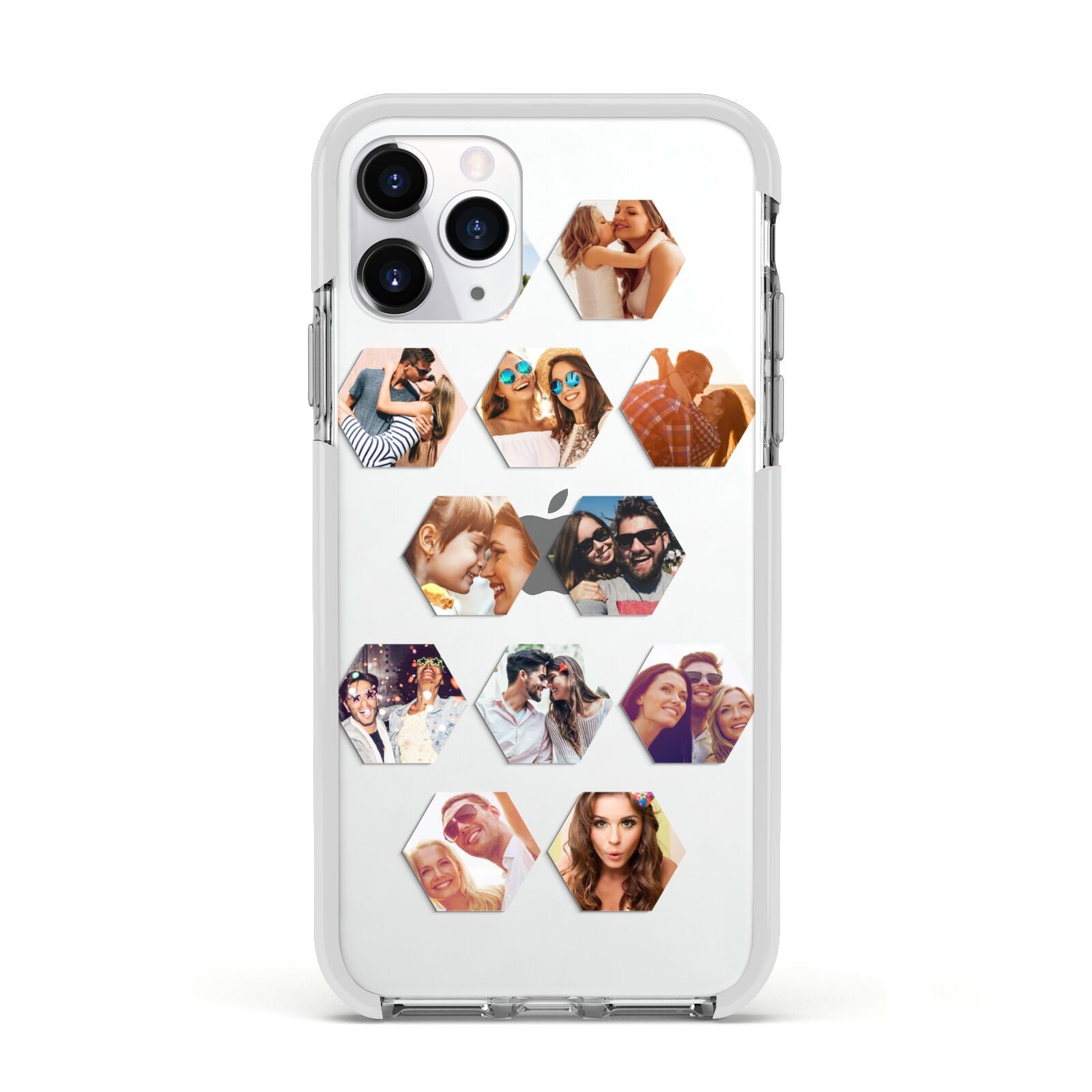 Photo Collage Hexagon Apple iPhone 11 Pro in Silver with White Impact Case