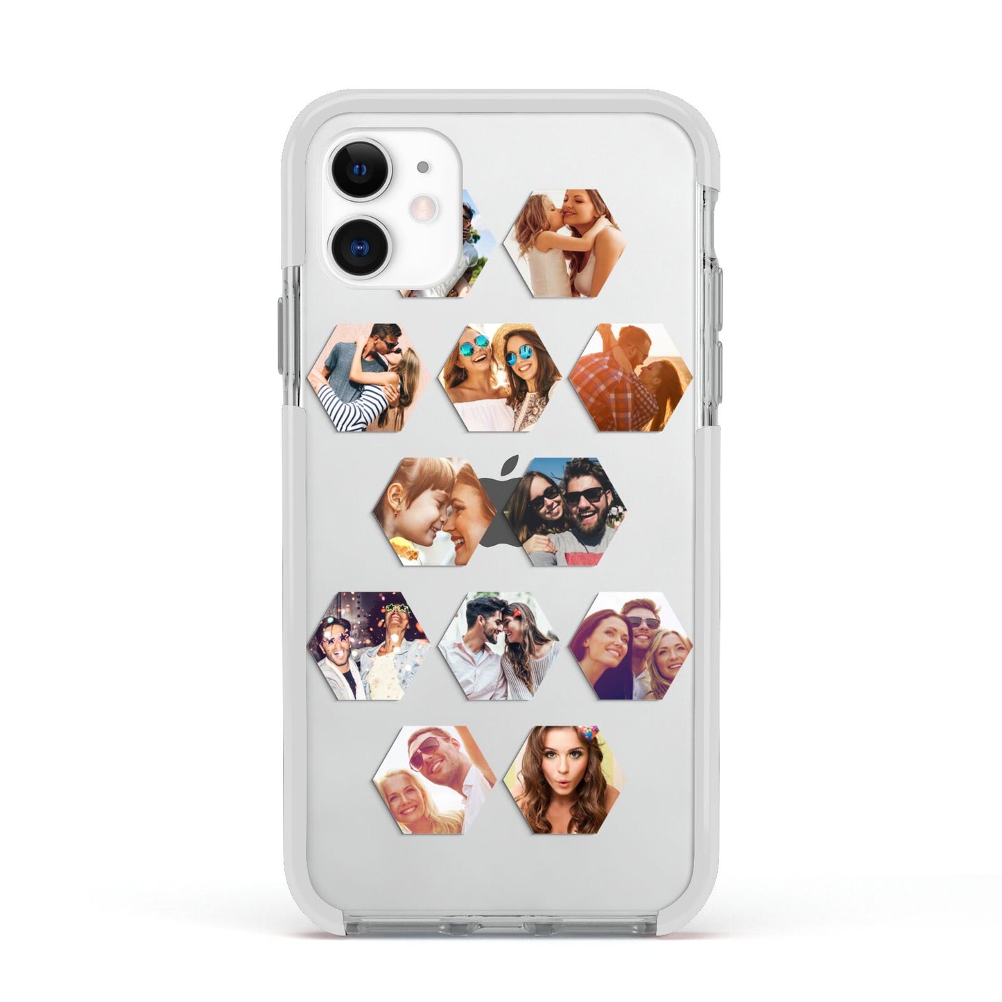 Photo Collage Hexagon Apple iPhone 11 in White with White Impact Case