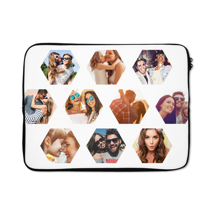 Photo Collage Hexagon Laptop Bag with Zip