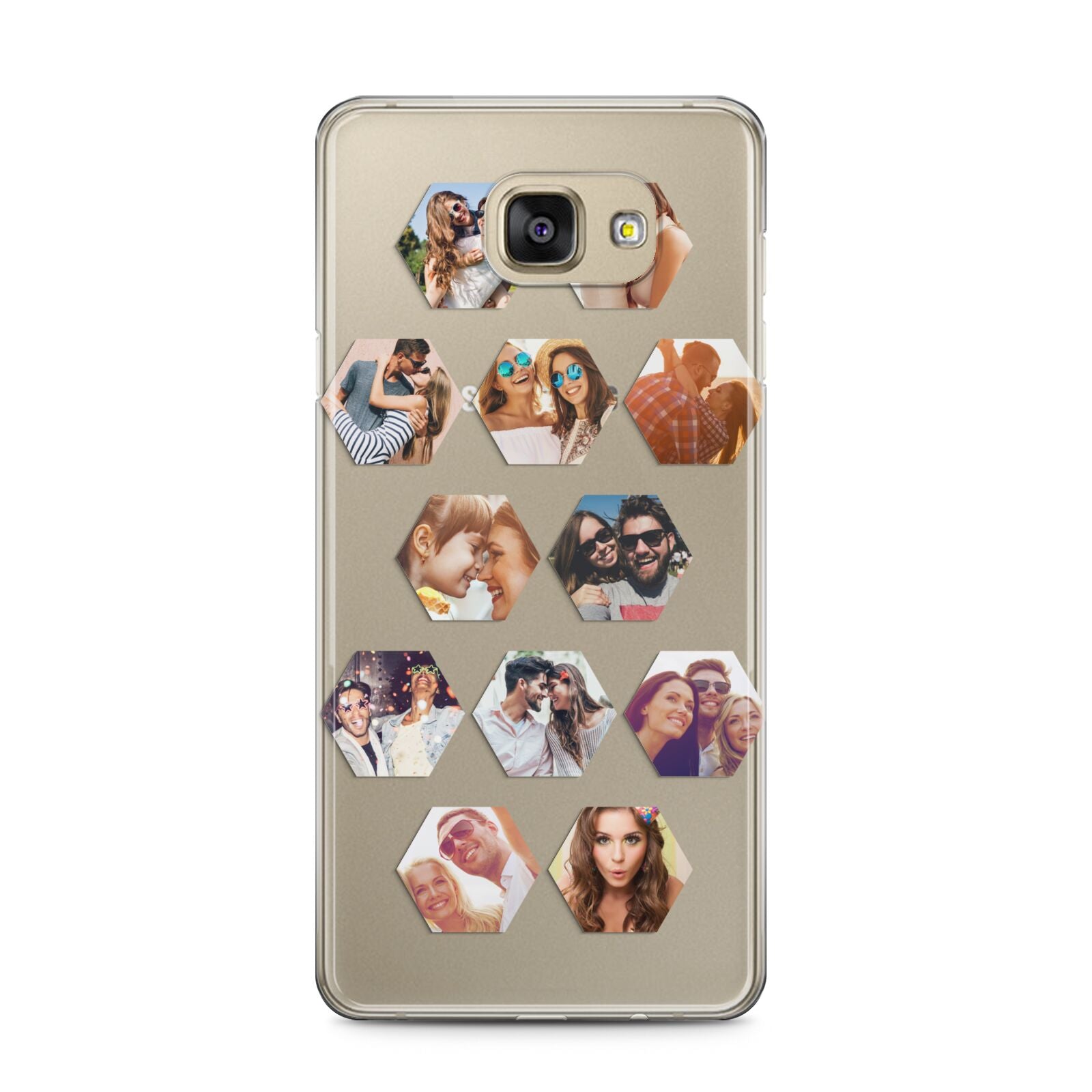 Photo Collage Hexagon Samsung Galaxy A5 2016 Case on gold phone