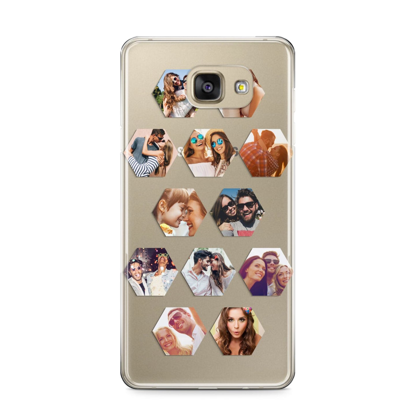 Photo Collage Hexagon Samsung Galaxy A9 2016 Case on gold phone