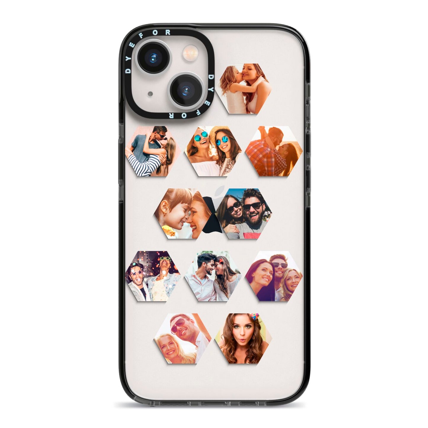 Photo Collage Hexagon iPhone 13 Black Impact Case on Silver phone