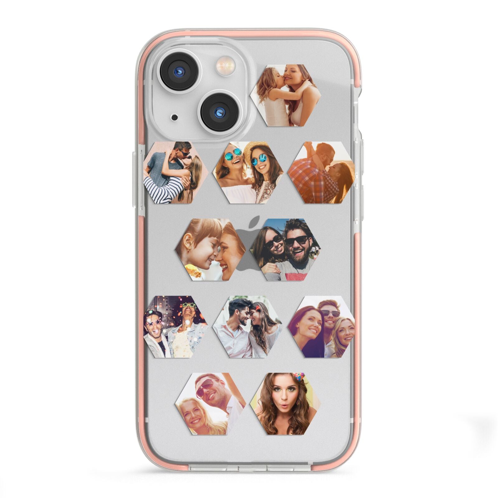 Photo Collage Hexagon iPhone 13 Mini TPU Impact Case with Pink Edges