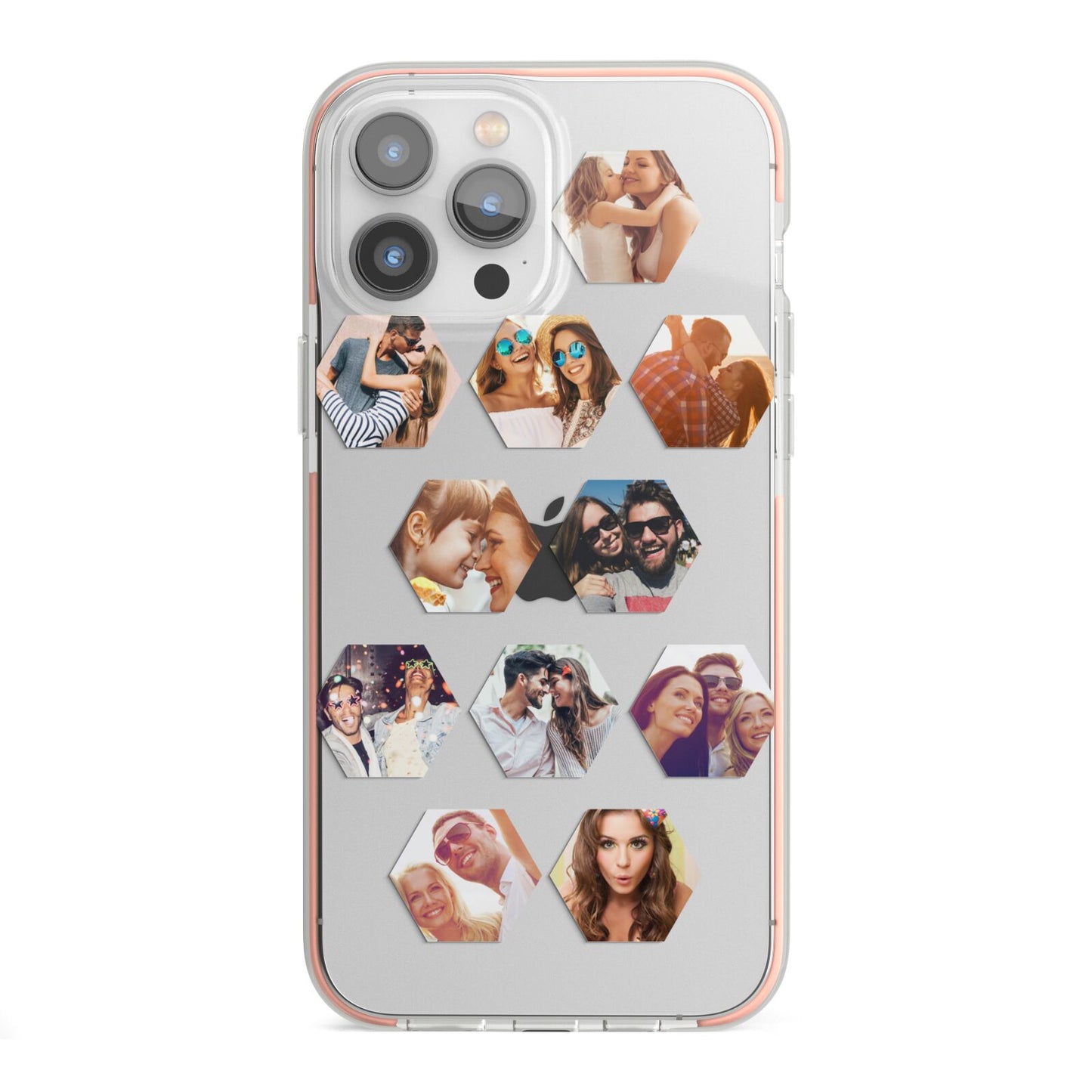 Photo Collage Hexagon iPhone 13 Pro Max TPU Impact Case with Pink Edges
