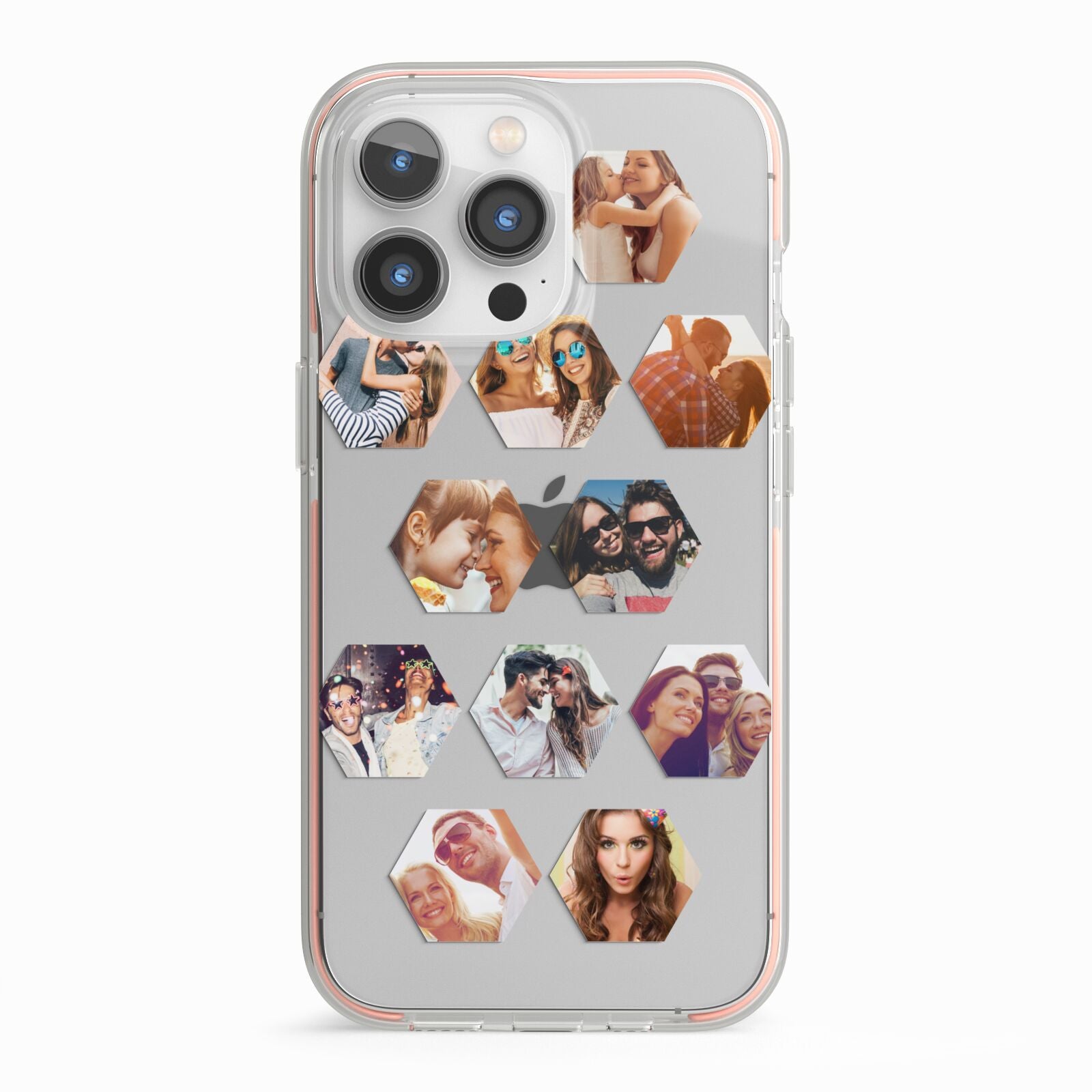Photo Collage Hexagon iPhone 13 Pro TPU Impact Case with Pink Edges
