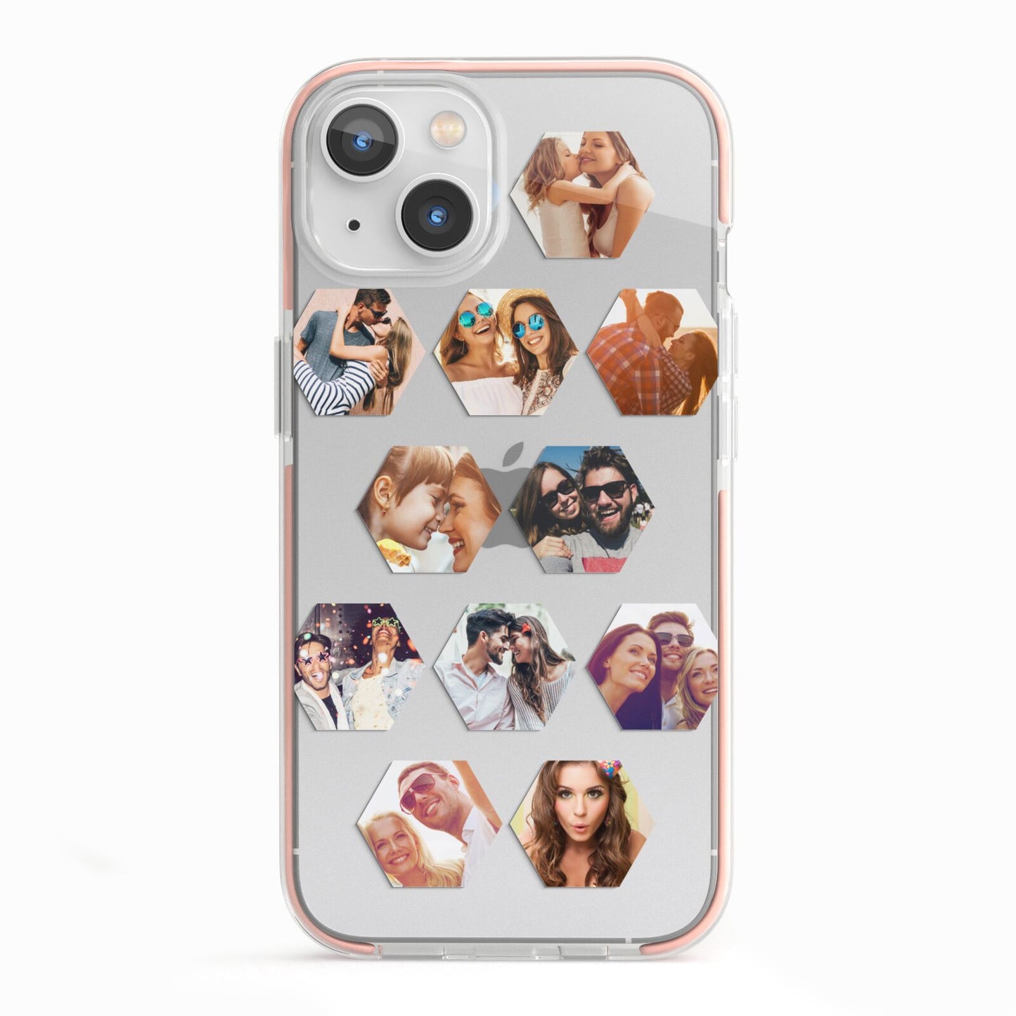 Photo Collage Hexagon iPhone 13 TPU Impact Case with Pink Edges