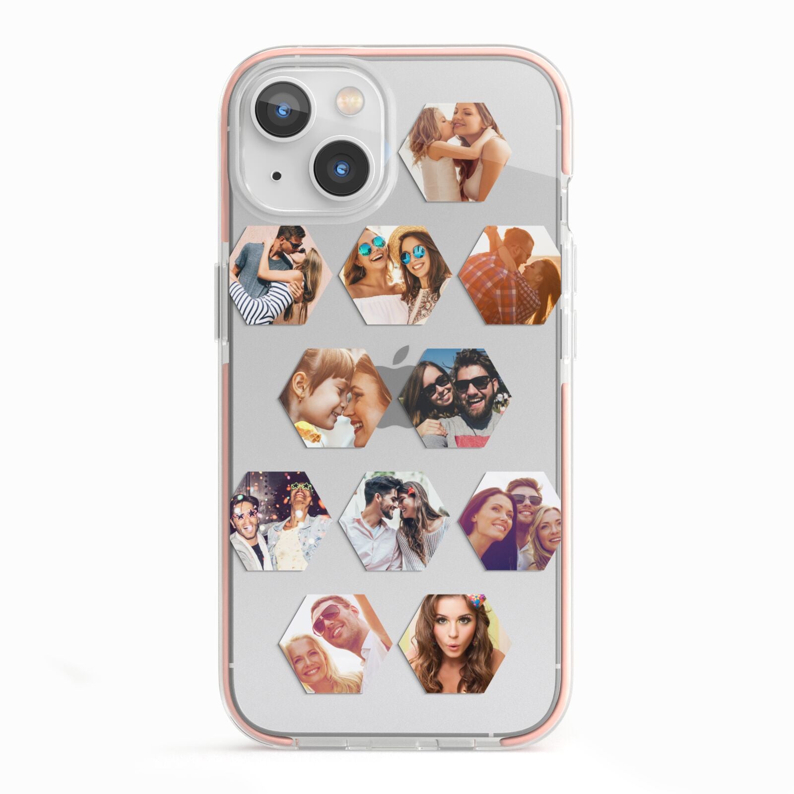 Photo Collage Hexagon iPhone 13 TPU Impact Case with Pink Edges