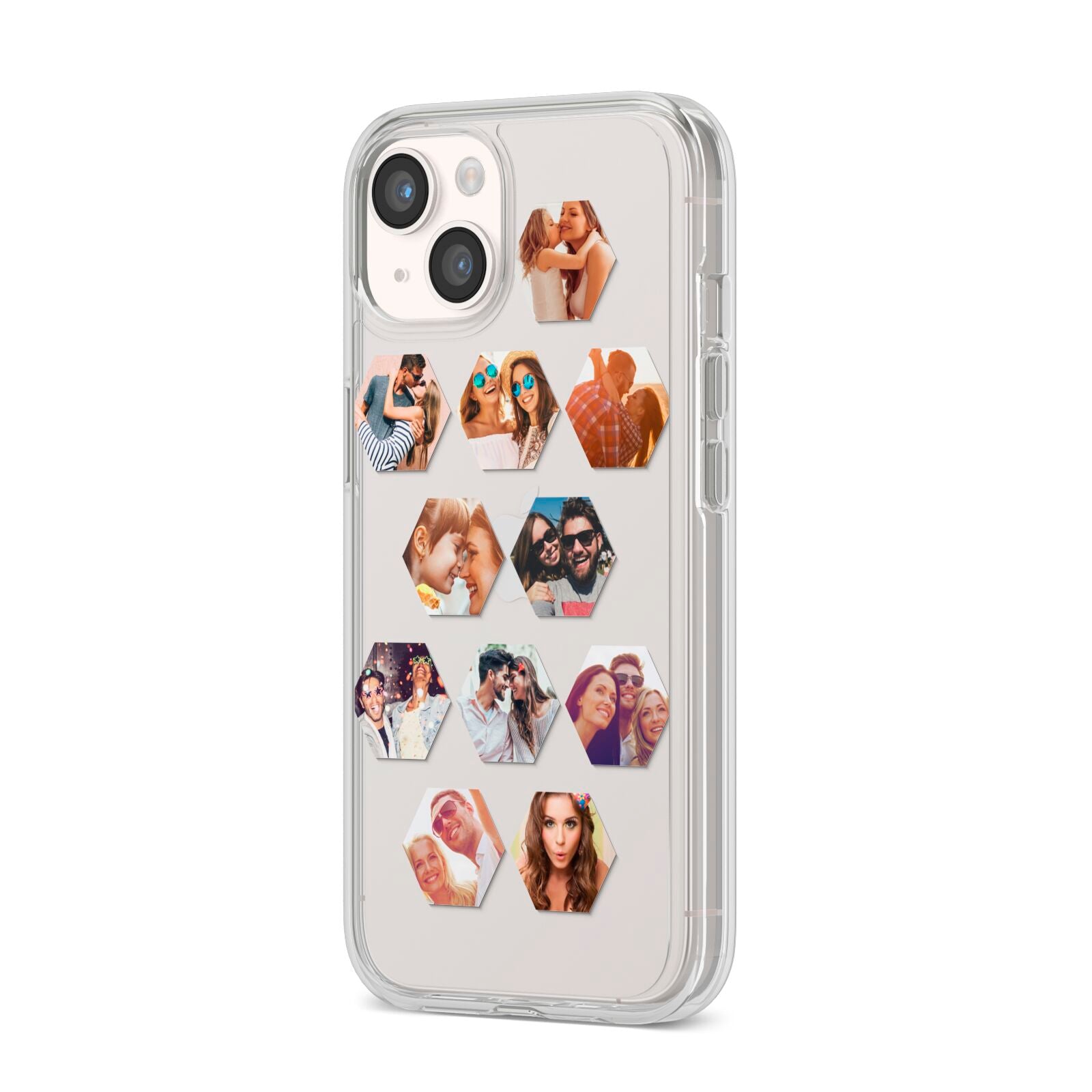 Photo Collage Hexagon iPhone 14 Clear Tough Case Starlight Angled Image