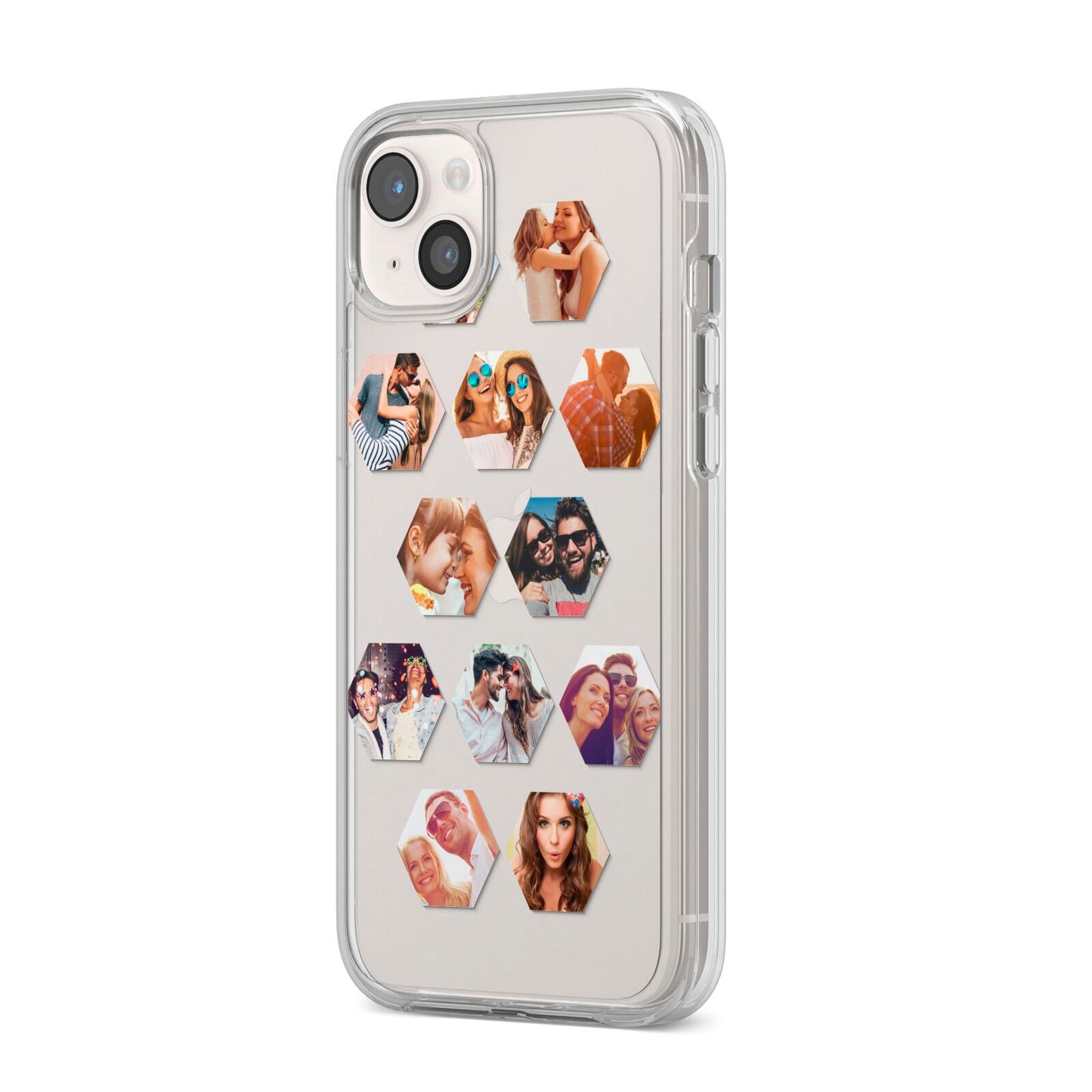 Photo Collage Hexagon iPhone 14 Plus Clear Tough Case Starlight Angled Image