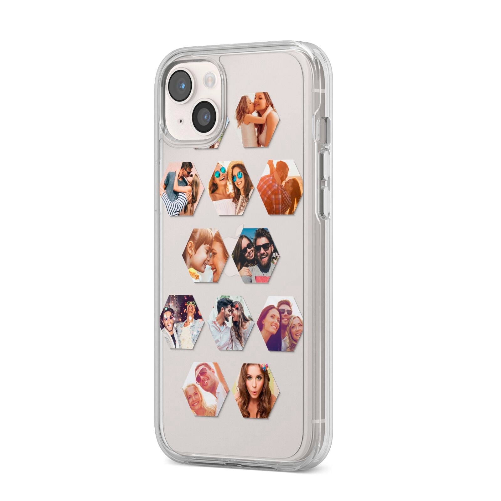 Photo Collage Hexagon iPhone 14 Plus Clear Tough Case Starlight Angled Image