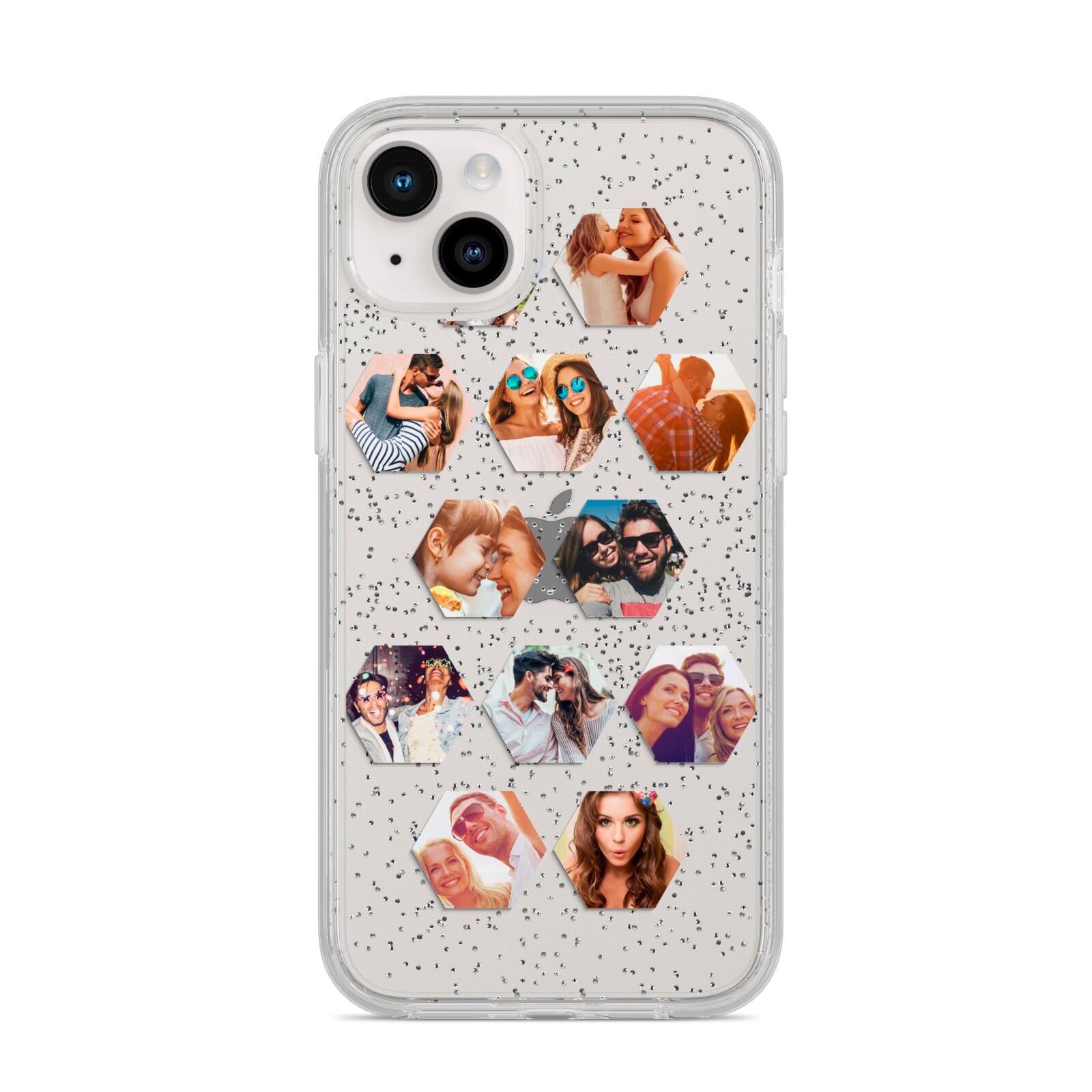 Photo Collage Hexagon iPhone 14 Plus Glitter Tough Case Starlight