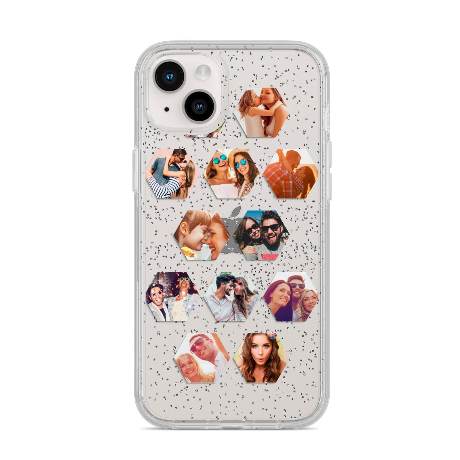 Photo Collage Hexagon iPhone 14 Plus Glitter Tough Case Starlight