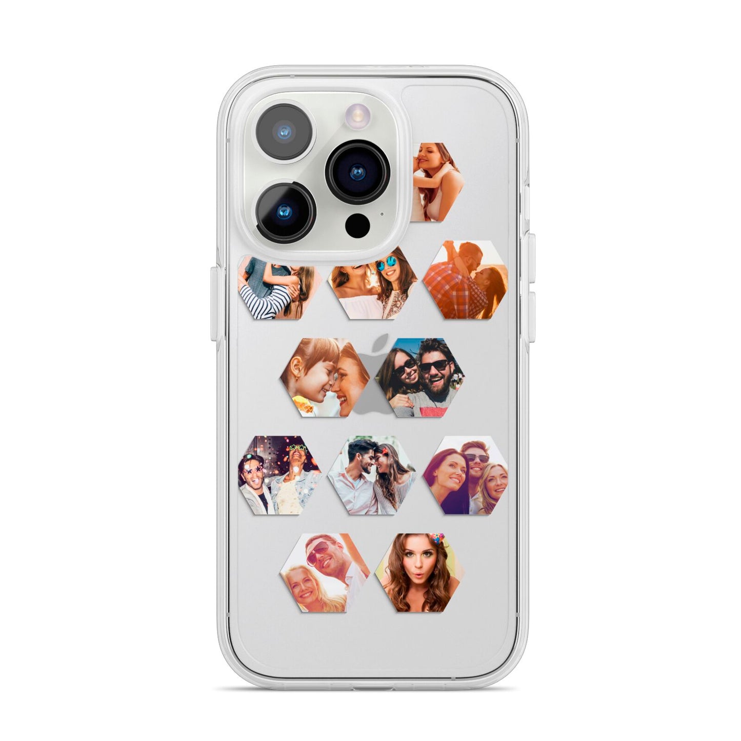 Photo Collage Hexagon iPhone 14 Pro Clear Tough Case Silver