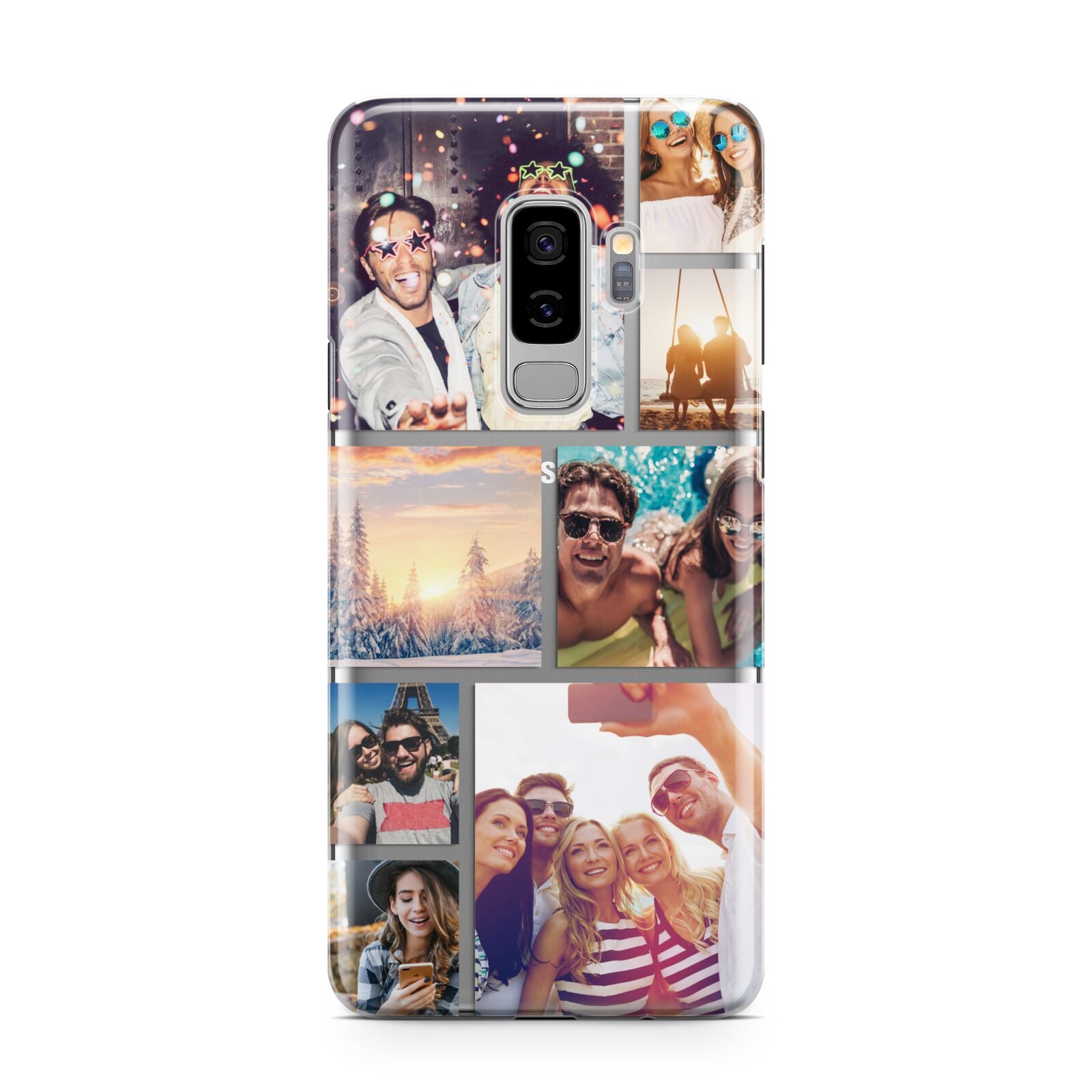 Photo Collage Samsung Galaxy S9 Plus Case on Silver phone