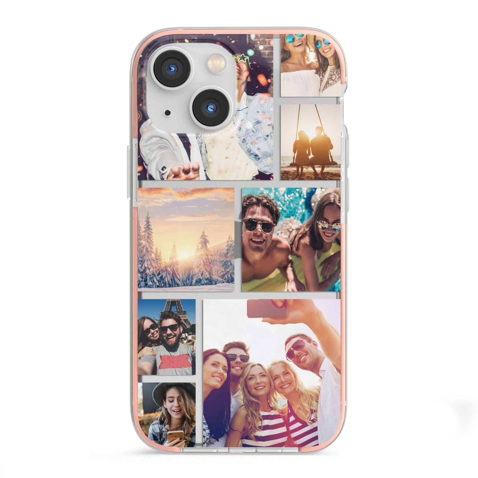 Photo Collage iPhone 13 Mini TPU Impact Case with Pink Edges