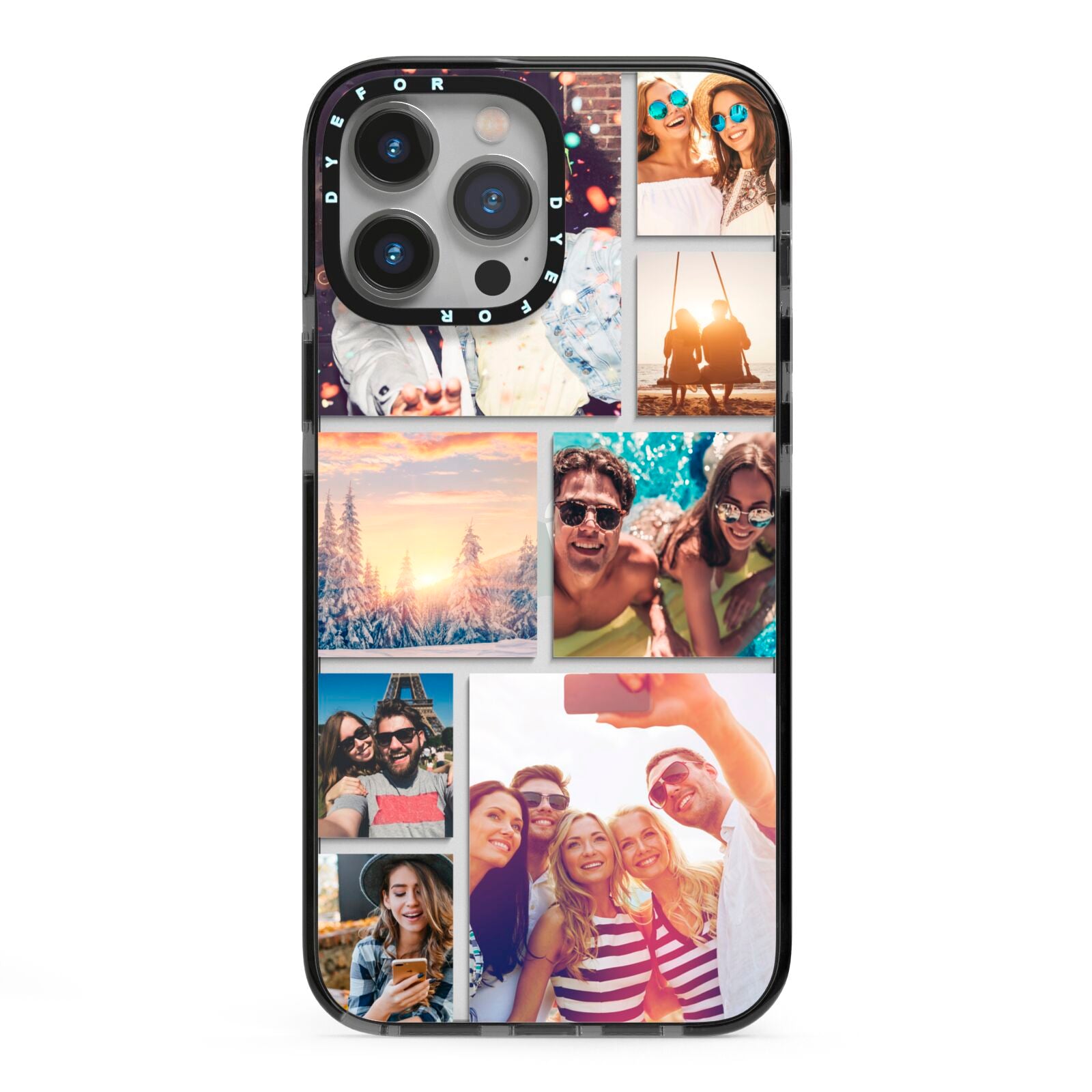 Photo Collage iPhone 13 Pro Max Black Impact Case on Silver phone