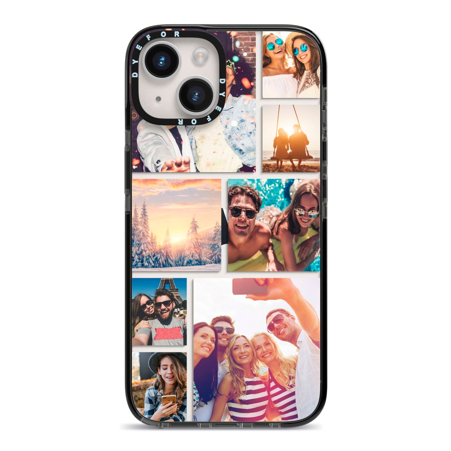 Photo Collage iPhone 14 Black Impact Case on Silver phone