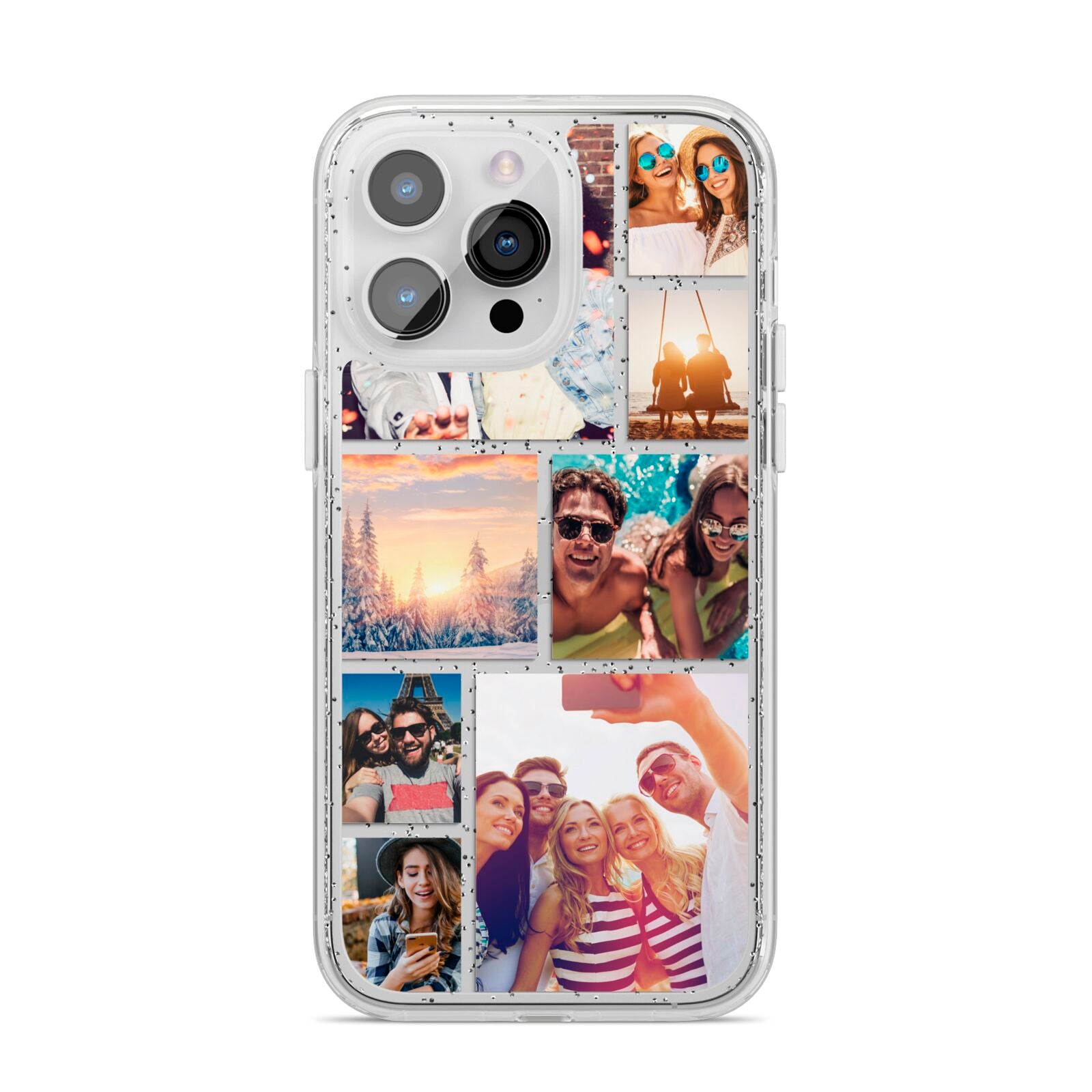 Photo Collage iPhone 14 Pro Max Glitter Tough Case Silver