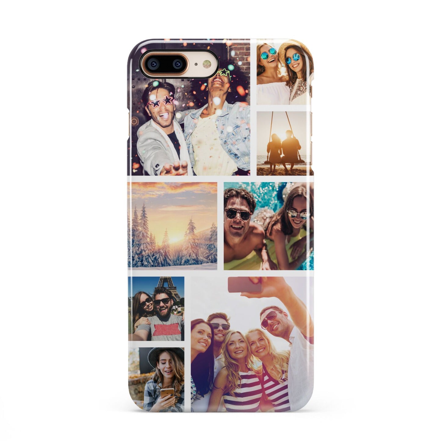 Photo Collage iPhone 8 Plus 3D Snap Case on Gold Phone
