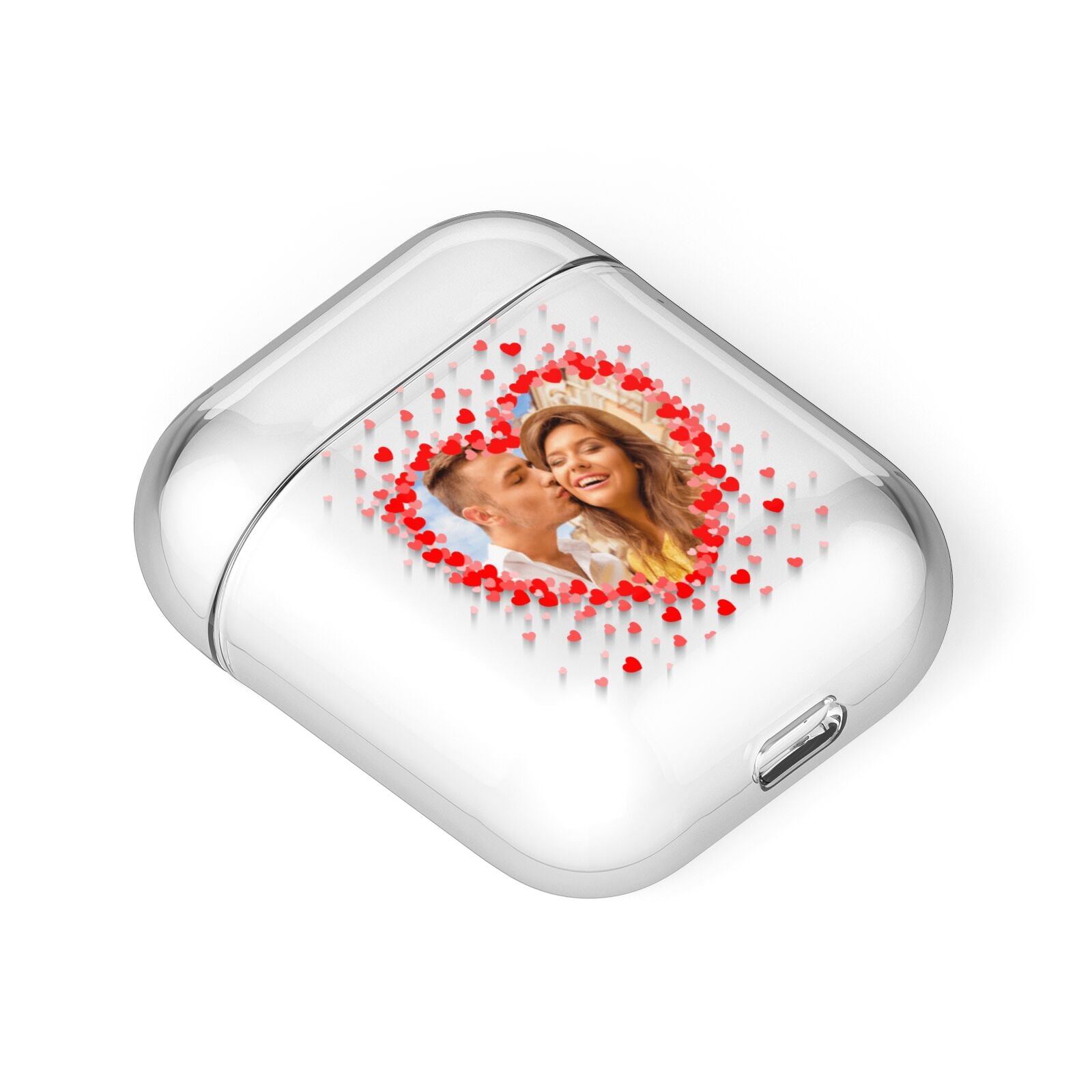Photo Confetti Heart AirPods Case Laid Flat