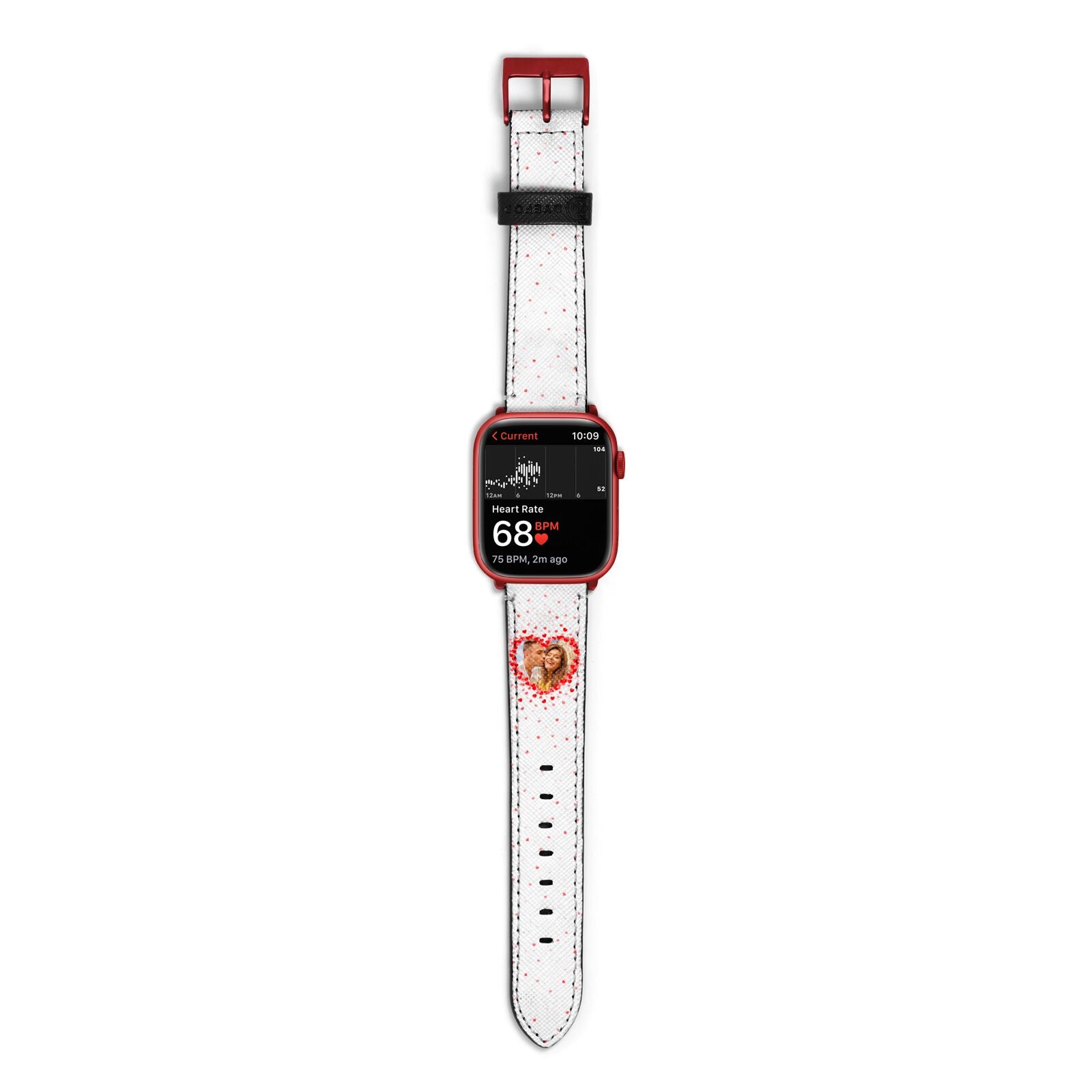 Photo Confetti Heart Apple Watch Strap Size 38mm with Red Hardware