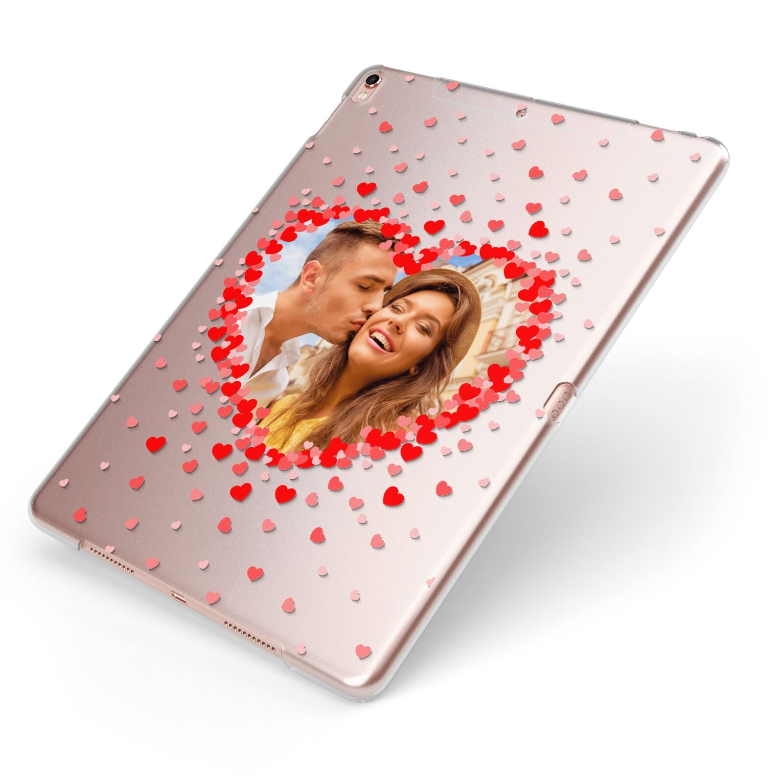 Photo Confetti Heart Apple iPad Case on Rose Gold iPad Side View