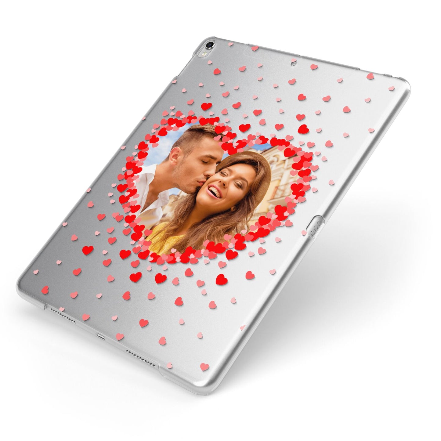 Photo Confetti Heart Apple iPad Case on Silver iPad Side View