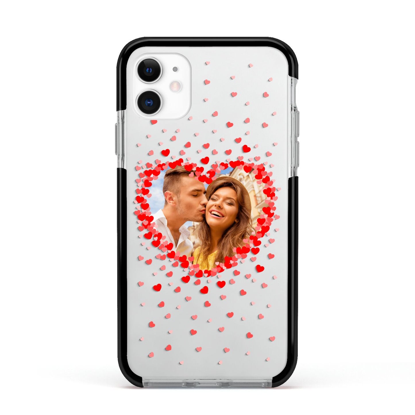 Photo Confetti Heart Apple iPhone 11 in White with Black Impact Case