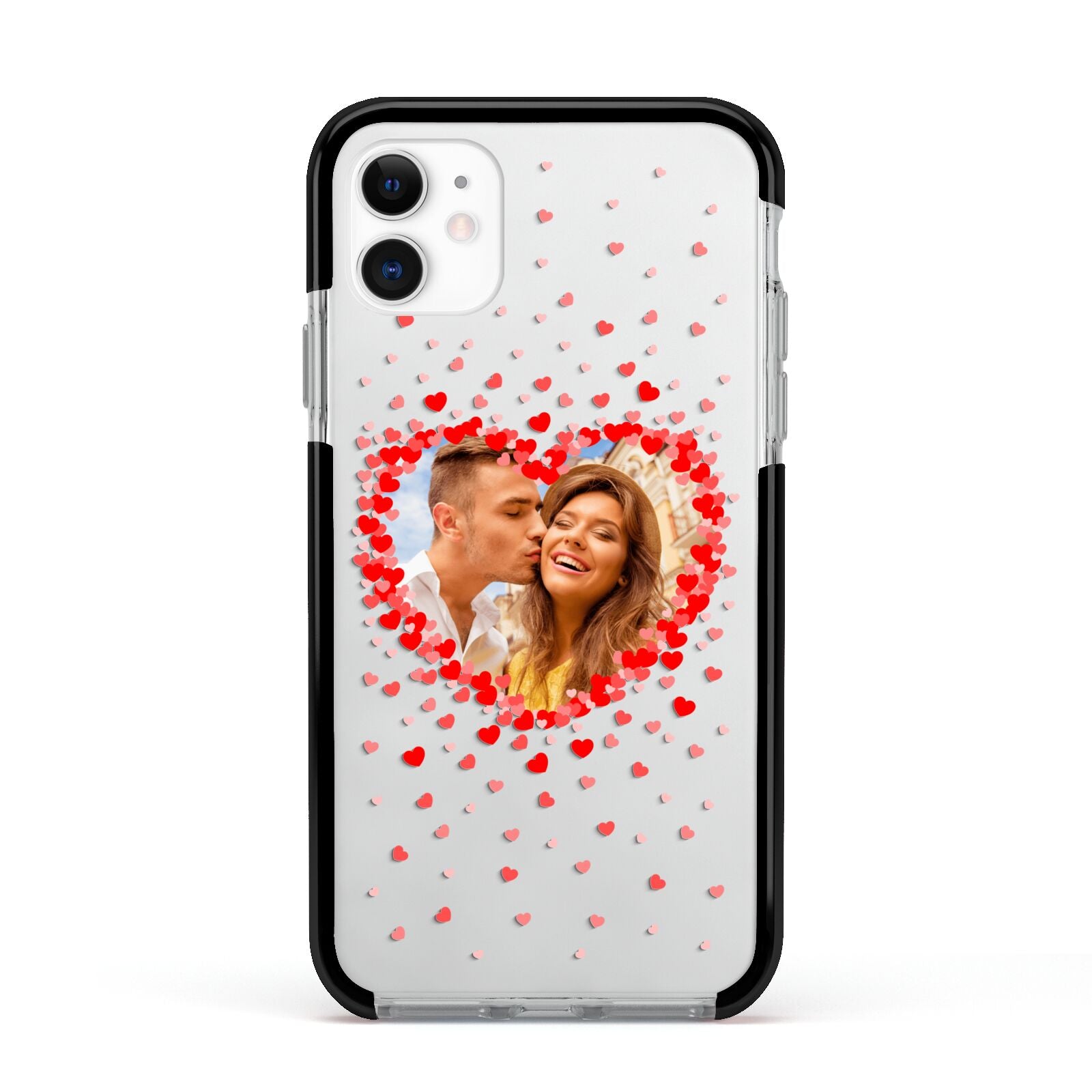 Photo Confetti Heart Apple iPhone 11 in White with Black Impact Case