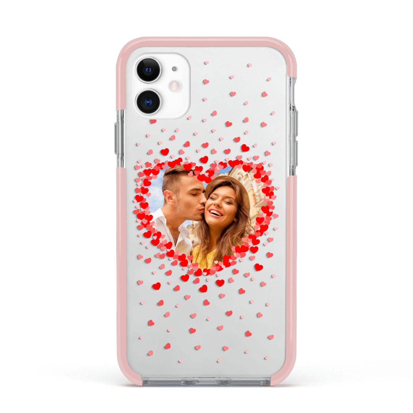 Photo Confetti Heart Apple iPhone 11 in White with Pink Impact Case