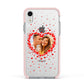 Photo Confetti Heart Apple iPhone XR Impact Case Pink Edge on Silver Phone