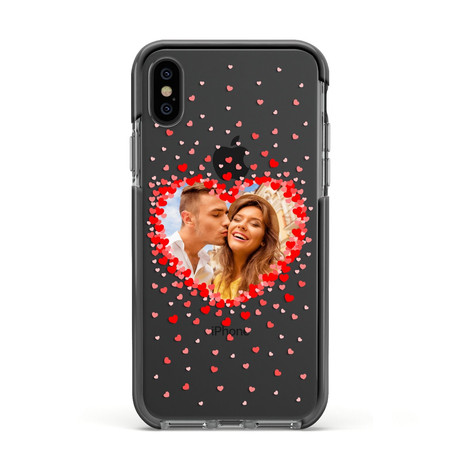 Photo Confetti Heart Apple iPhone Xs Impact Case Black Edge on Black Phone
