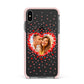 Photo Confetti Heart Apple iPhone Xs Max Impact Case Pink Edge on Black Phone