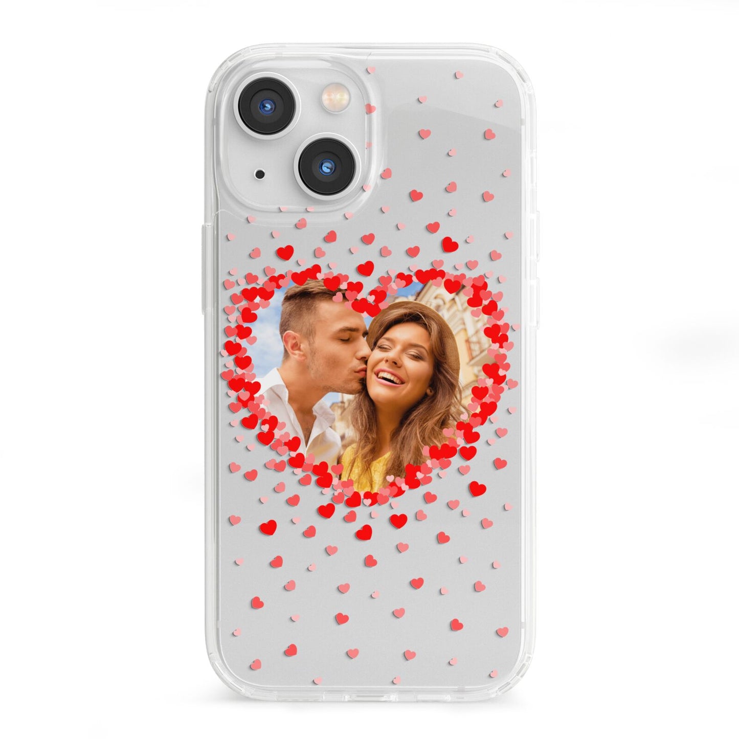 Photo Confetti Heart iPhone 13 Mini Clear Bumper Case