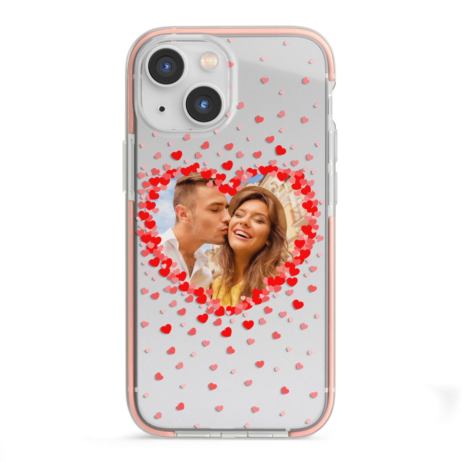 Photo Confetti Heart iPhone 13 Mini TPU Impact Case with Pink Edges