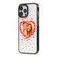 Photo Confetti Heart iPhone 13 Pro Max Black Impact Case Side Angle on Silver phone